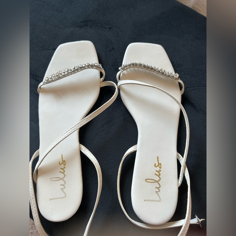 White rhinestone sandals